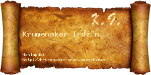 Krumenaker Irén névjegykártya